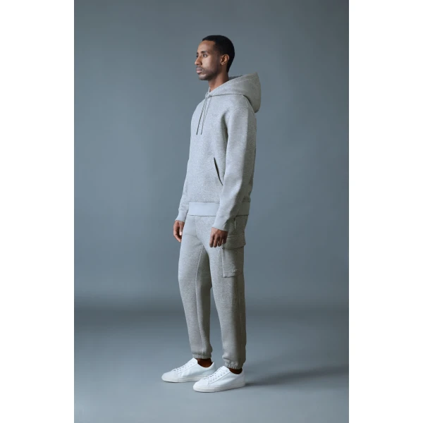 Mackage Krystian Double-Face Jersey Hoodie in Light Grey Mix