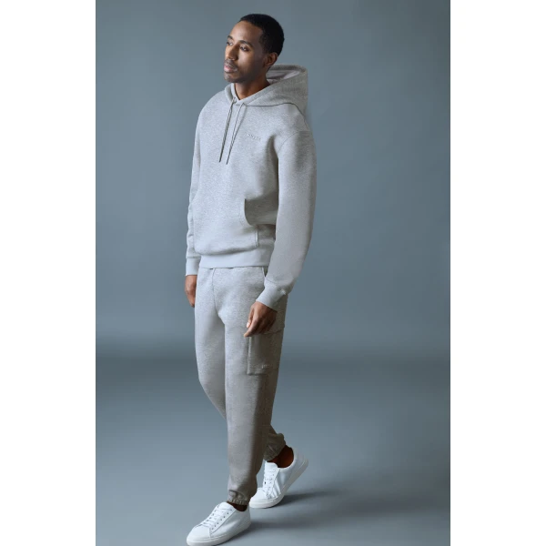 Mackage Krystian Double-Face Jersey Hoodie in Light Grey Mix