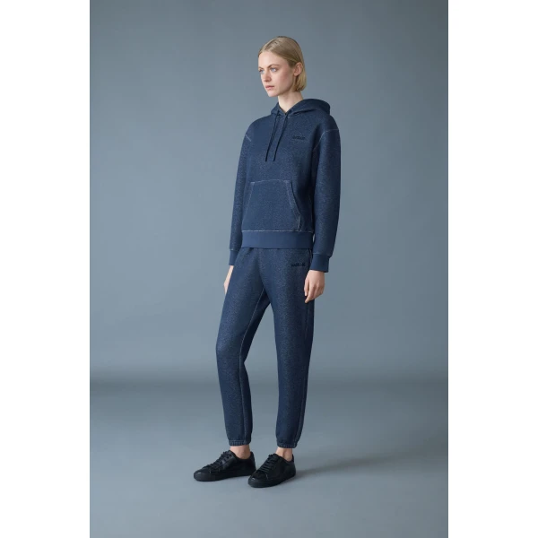Mackage Krystiana Double-Face Jersey Hoodie in Navy Melange