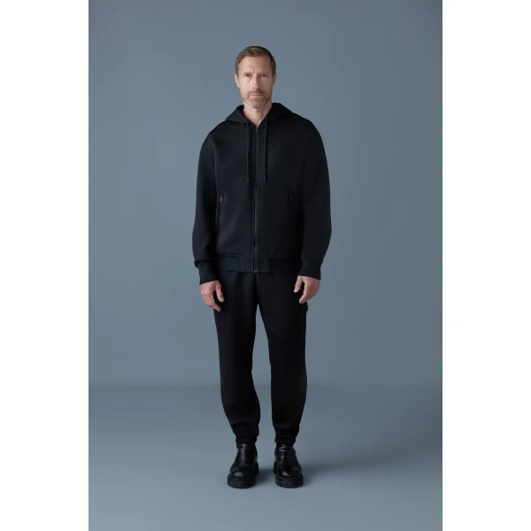 Mackage Krystos Double-Face Jersey Zip-Up Hoodie in Black