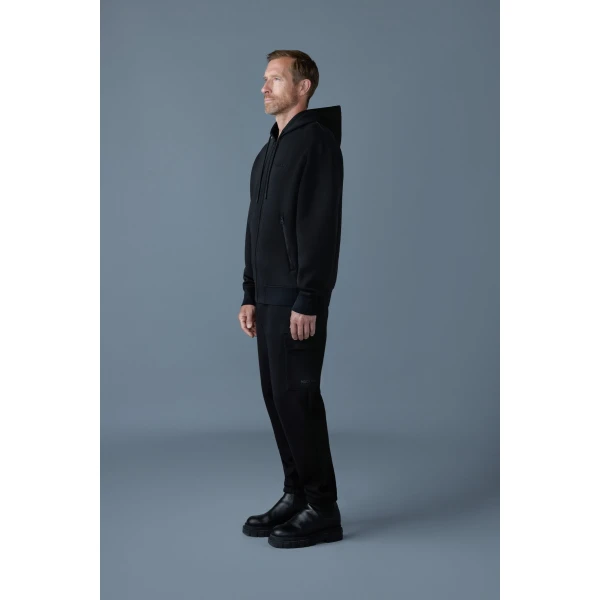 Mackage Krystos Double-Face Jersey Zip-Up Hoodie in Black