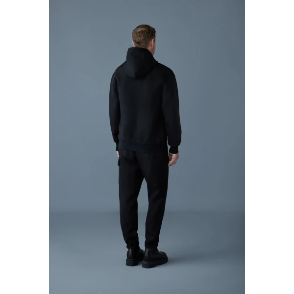 Mackage Krystos Double-Face Jersey Zip-Up Hoodie in Black