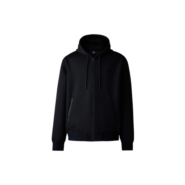 Mackage Krystos Double-Face Jersey Zip-Up Hoodie in Black
