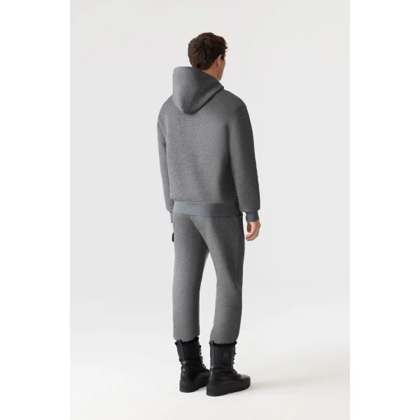 Mackage Krystos Double-Face Jersey Zip-Up Hoodie in Carbon Mix