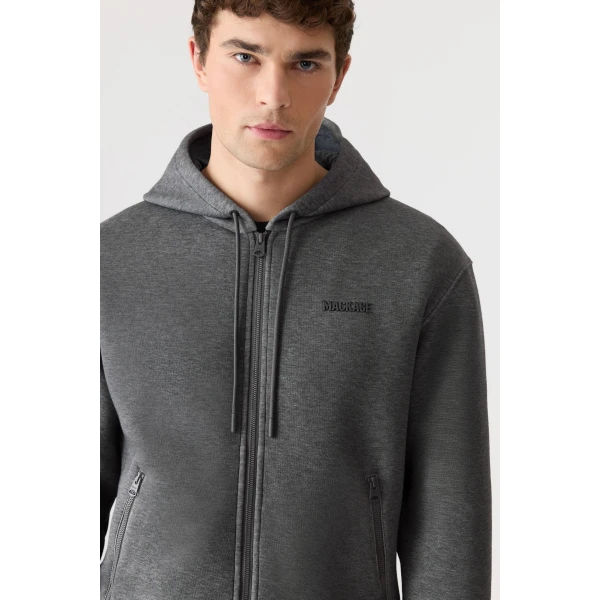 Mackage Krystos Double-Face Jersey Zip-Up Hoodie in Carbon Mix