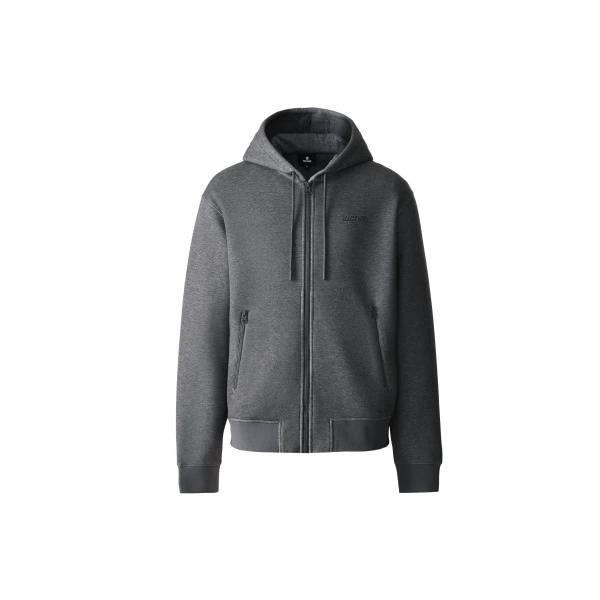 Mackage Krystos Double-Face Jersey Zip-Up Hoodie in Carbon Mix