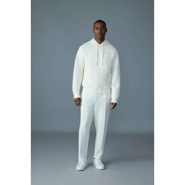 Mackage Krystos Double-Face Jersey Zip-Up Hoodie in White