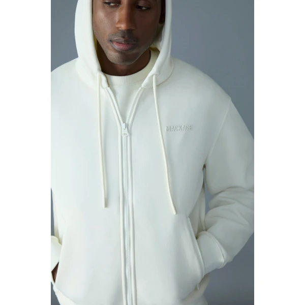 Mackage Krystos Double-Face Jersey Zip-Up Hoodie in White