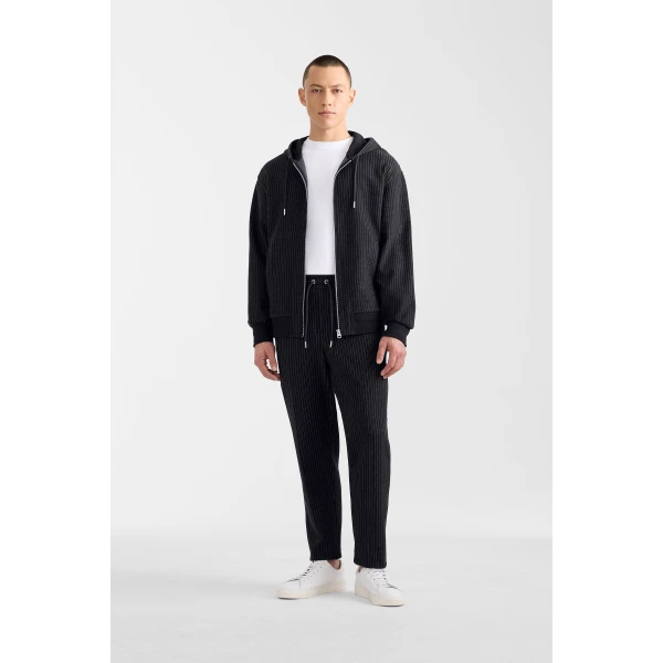 Mackage Ledger-K Brushed Knit Hoodie in Navy-Cream