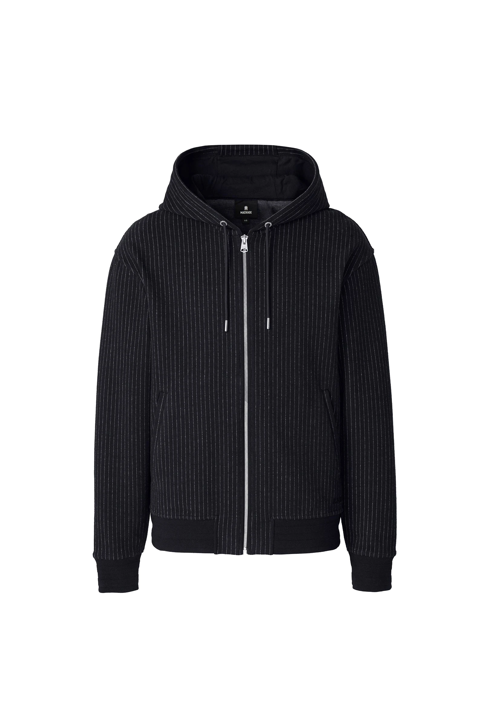 Mackage Ledger-K Brushed Knit Hoodie in Navy-Cream Mackage Ledger-K Brushed Knit Hoodie in Navy-Cream