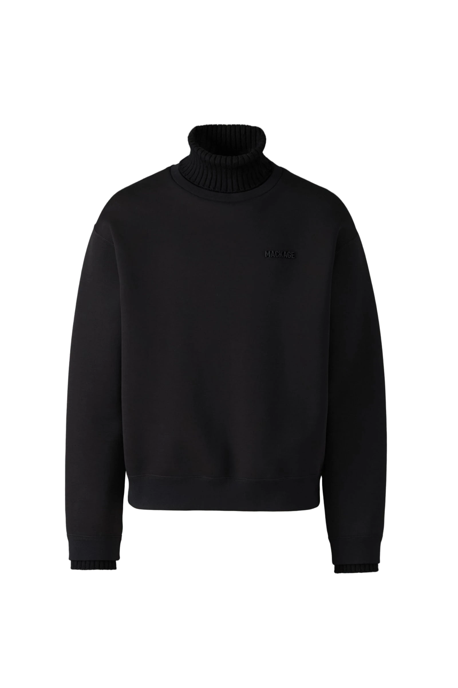 Mackage Legend Knit Cotton-Blend Turtleneck Sweater in Black Mackage Legend Knit Cotton-Blend Turtleneck Sweater in Black