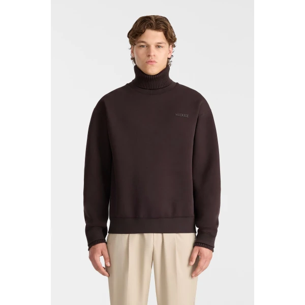 Mackage Legend Knit Cotton-Blend Turtleneck Sweater in Coffee