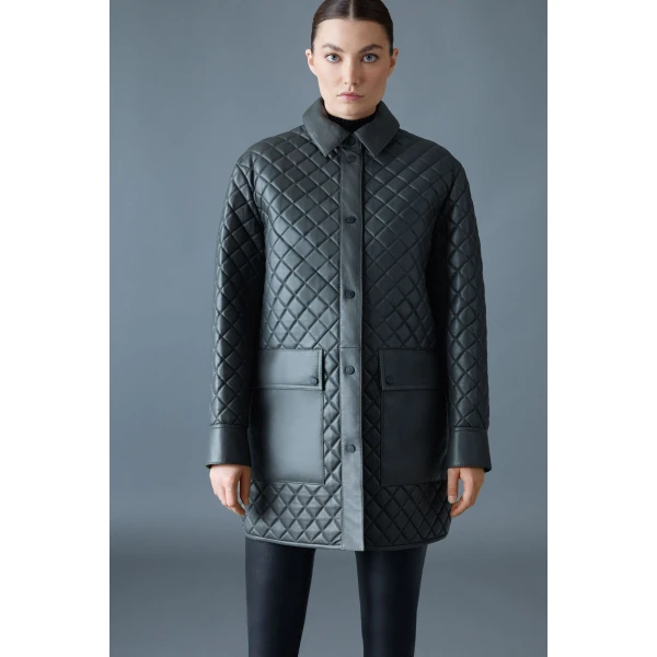 Mackage Litzy Quilted Leather Jacket in Carbon