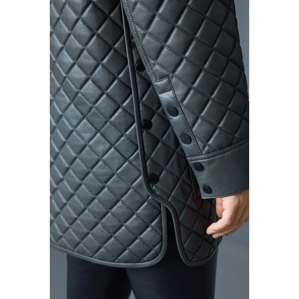 Mackage Litzy Quilted Leather Jacket in Carbon