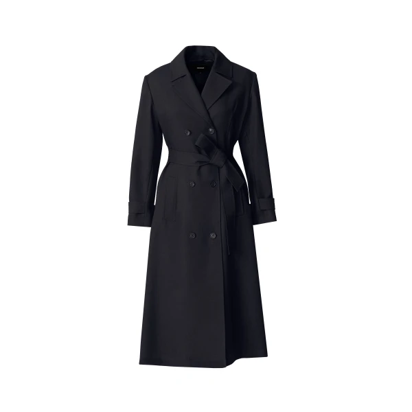 Lorna Wool Gabardine Trench Coat in Navy