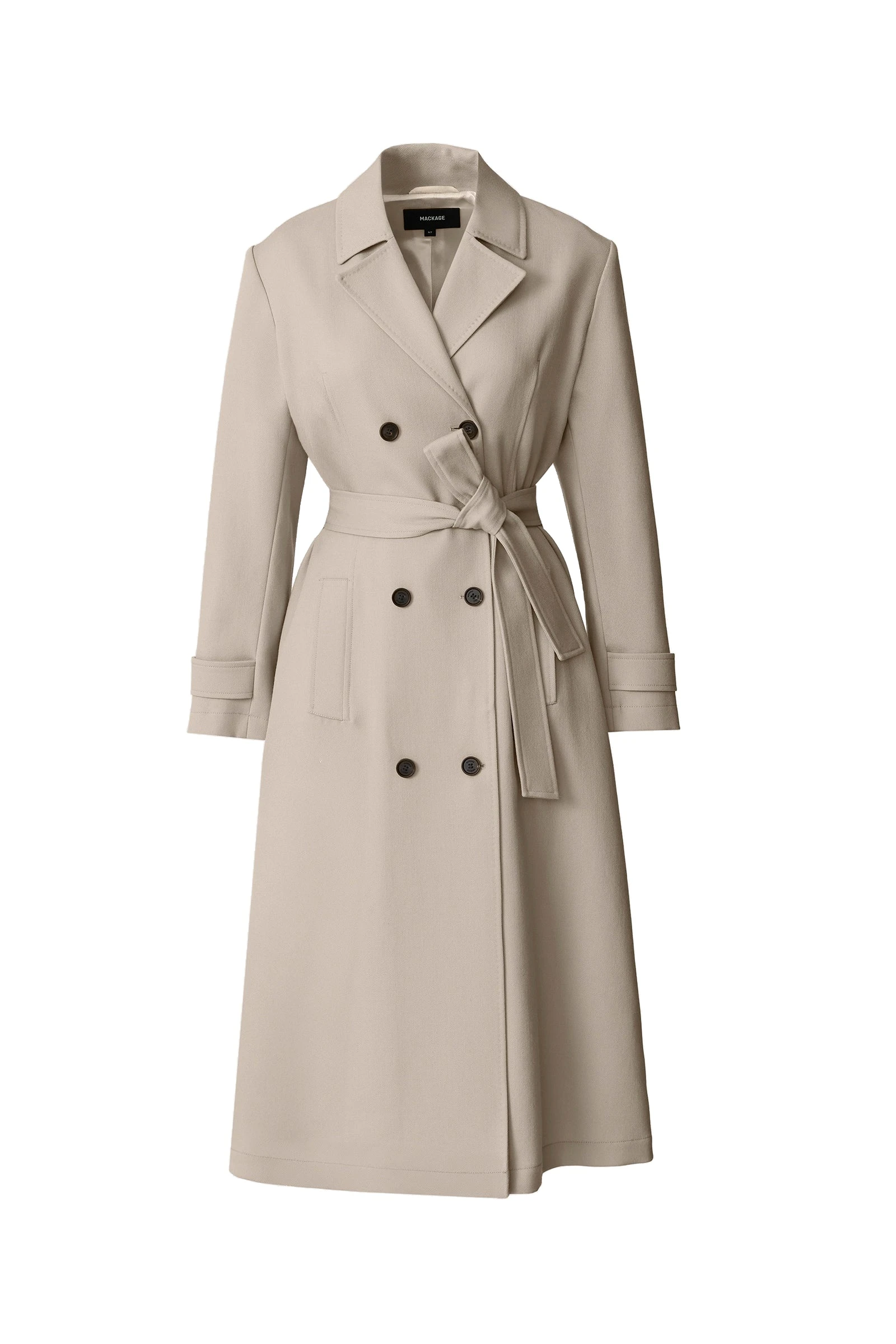 Mackage Lorna Wool Gabardine Trench Coat in Taupe mackage lorna wool gabardine trench coat