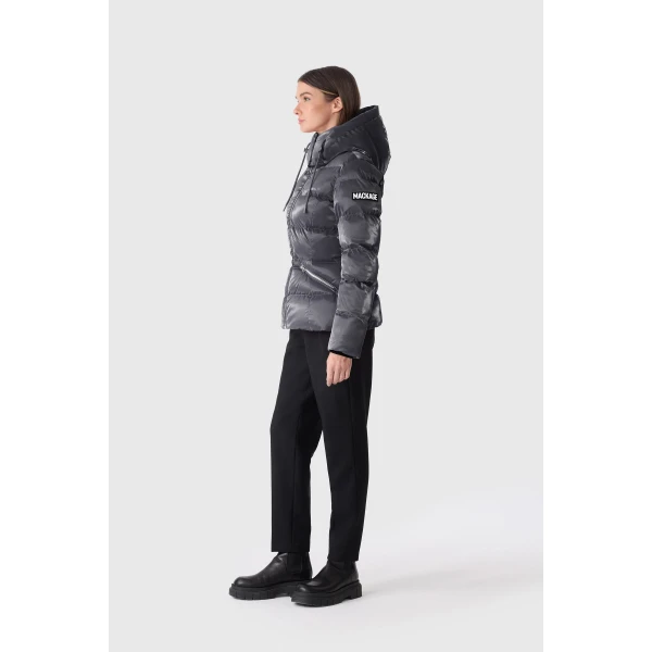 Mackage Madalyn-GLO High-Gloss Down Jacket in Carbon