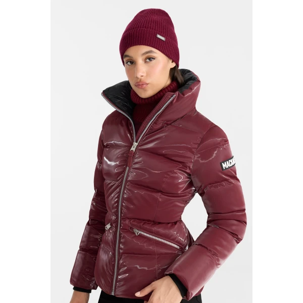 Mackage Madalyn-GLO High-Gloss Down Jacket in Garnet