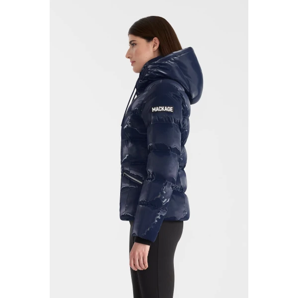 Mackage Madalyn-GLO High-Gloss Down Jacket in Marine Blue