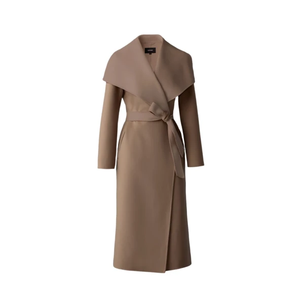 Mai Double-Face Wool Wrap Coat in Light Camel