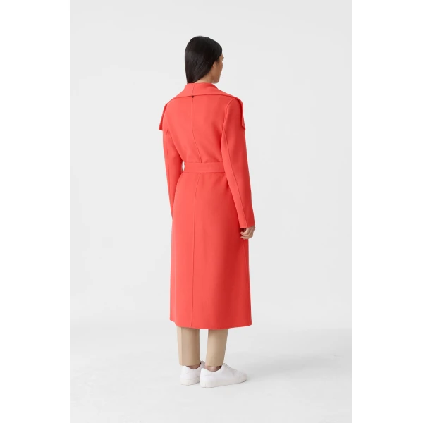 mai double-face wool wrap coat papaya
