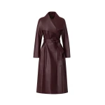 Mackage Mai-L Long Leather Wrap Coat in Garnet