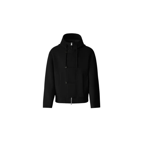 Mackage Malik Double-Face Wool Hooded Jacket in Black