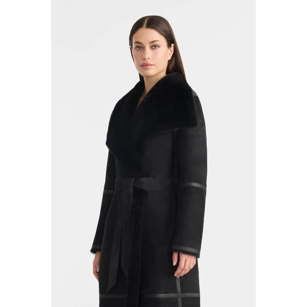 marian reversible wrap coat black-black