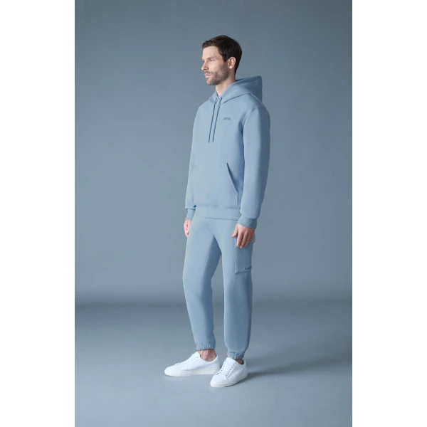 Mackage Marvin-R Double Face Jersey Cargo Sweatpants in Fog Blue