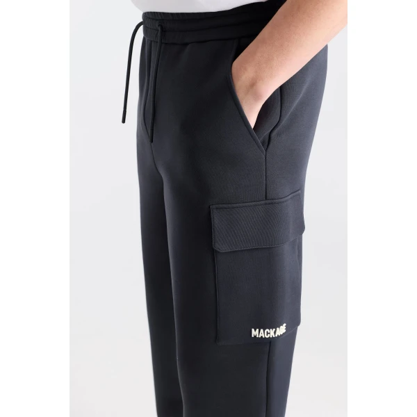 Mackage Marvin-R Double Face Jersey Cargo Sweatpants in Navy-White