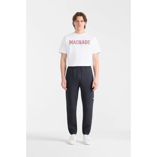Mackage Marvin-R Double Face Jersey Cargo Sweatpants in Navy-White