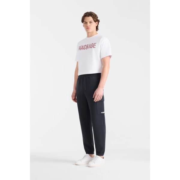 Mackage Marvin-R Double Face Jersey Cargo Sweatpants in Navy-White
