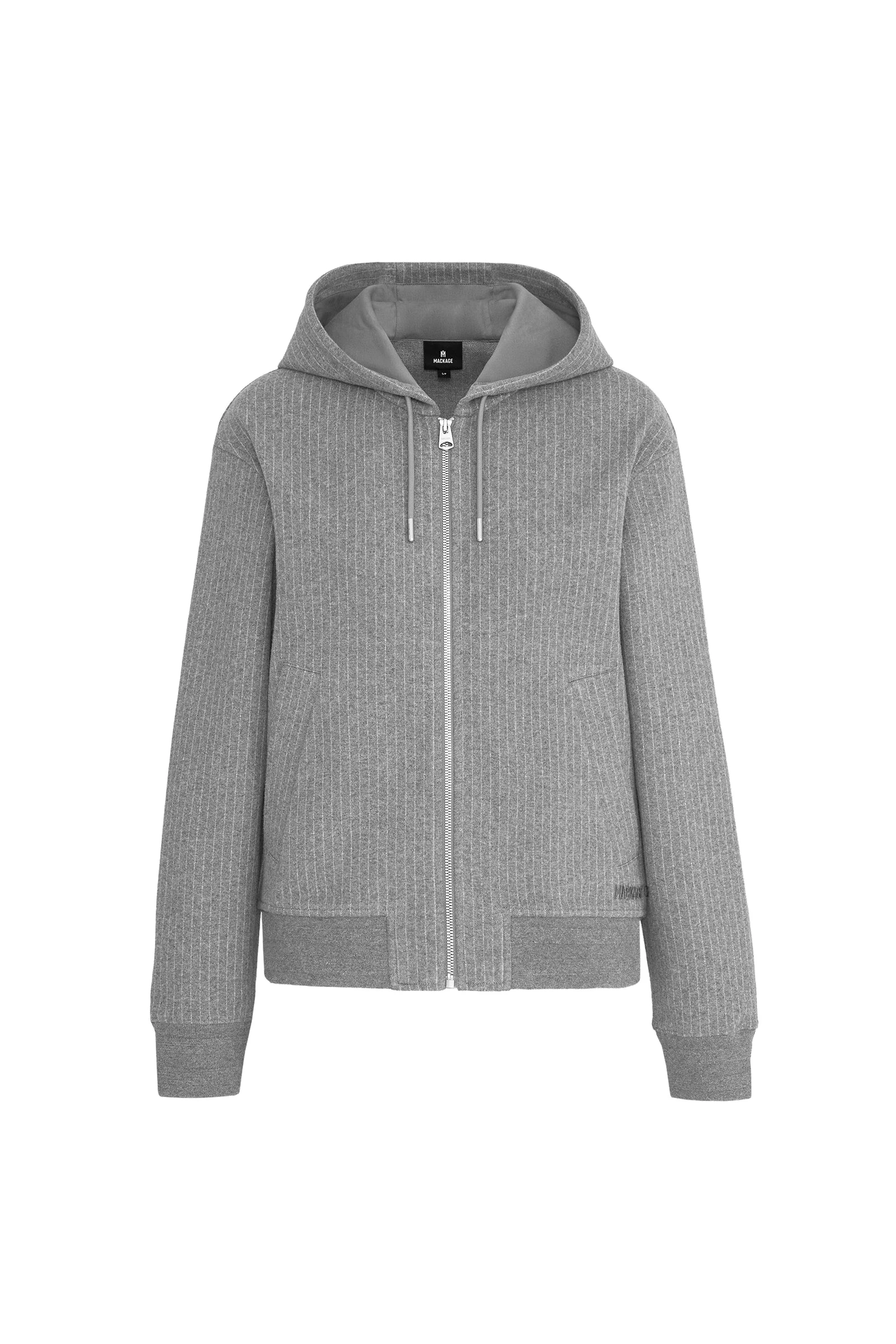 Mackage Matea-K Brushed Knit Zip Hoodie in Light Grey Mix-Cream mackage matea-k brushed knit zip hoodie