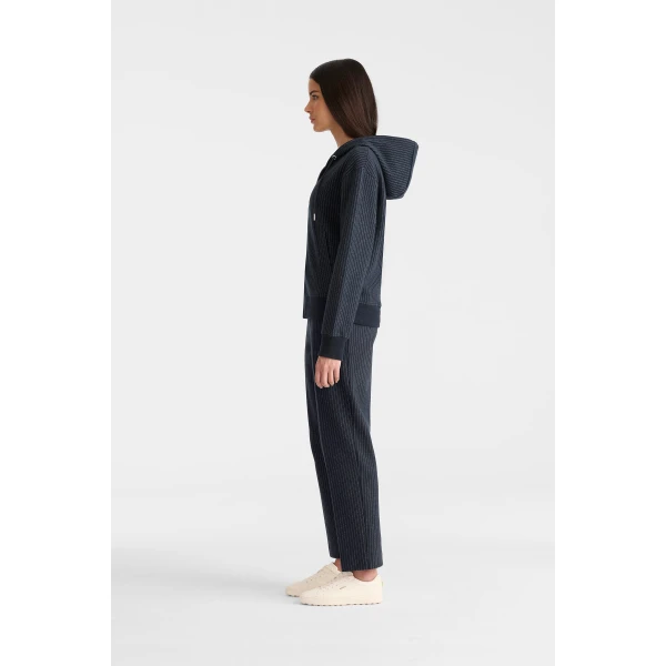 matea-k brushed knit zip hoodie navy-cream