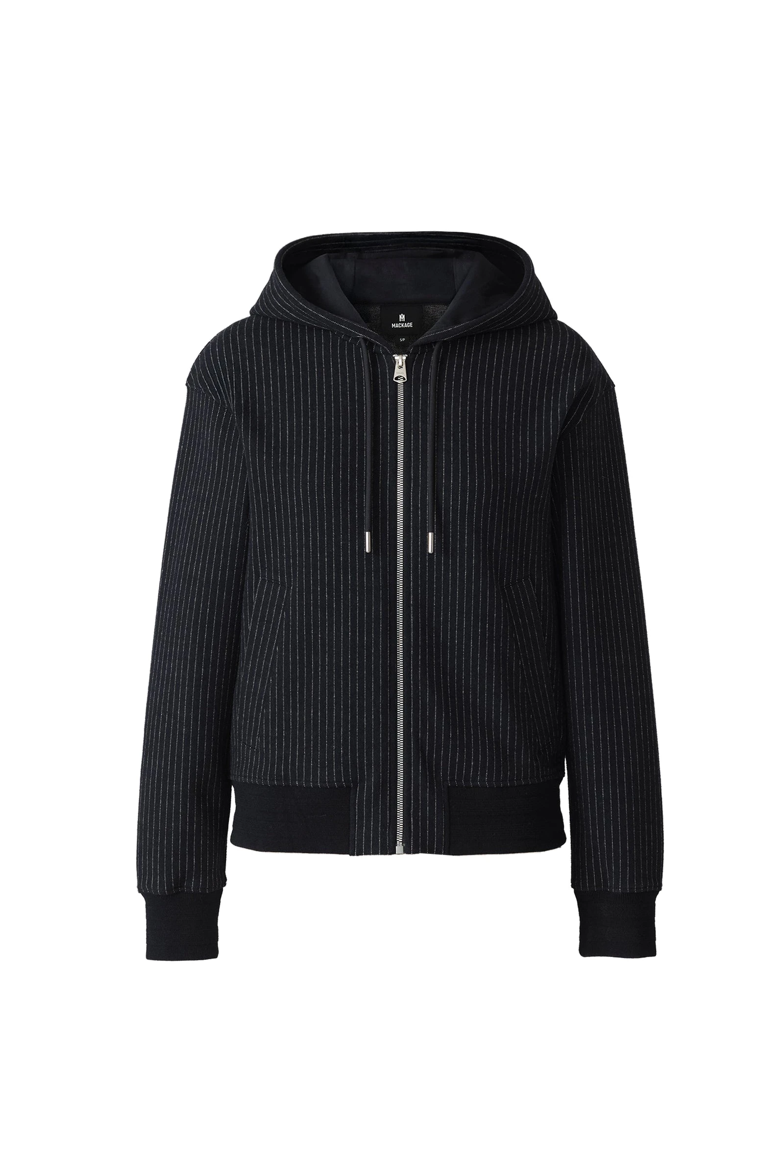 Mackage Matea-K Brushed Knit Zip Hoodie in Navy-Cream mackage matea-k brushed knit zip hoodie