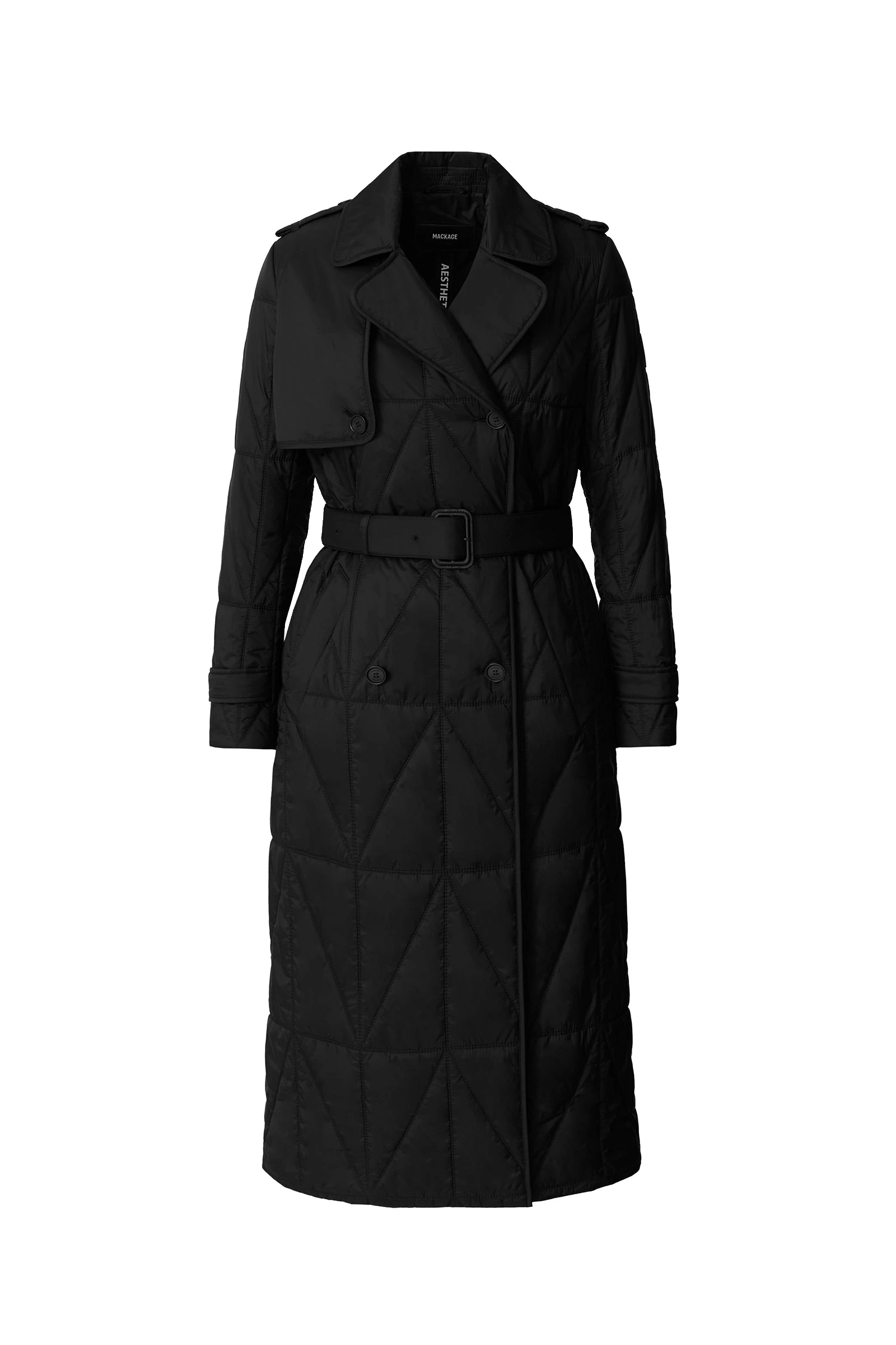 Mackage Mavis Quilted Maxi Trench Coat in Black mackage mavis quilted maxi trench coat