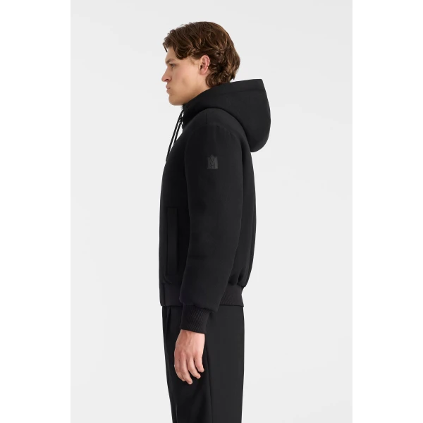 Mackage Niko Reversible Hooded Wool Down Jacket in Black-Marine Blue