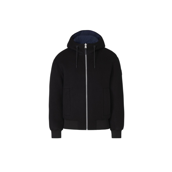 Mackage Niko Reversible Hooded Wool Down Jacket in Black-Marine Blue