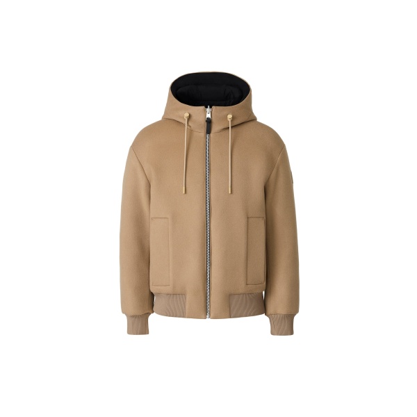 Mackage Niko Reversible Hooded Wool Down Jacket in Light Camel-Black