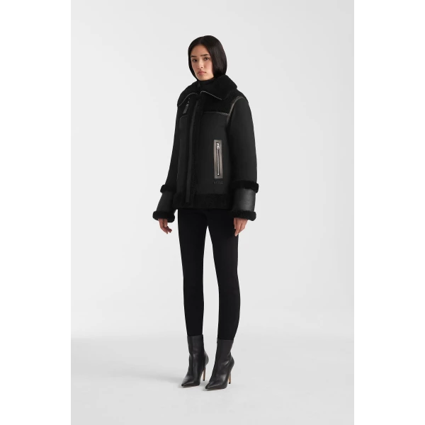 nikolina mixed media jacket black-black