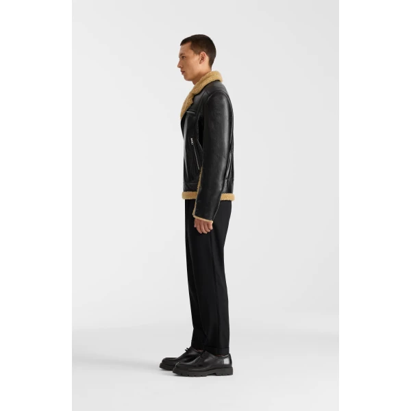 Mackage Nixon Shearling Jacket in Black-Toffee