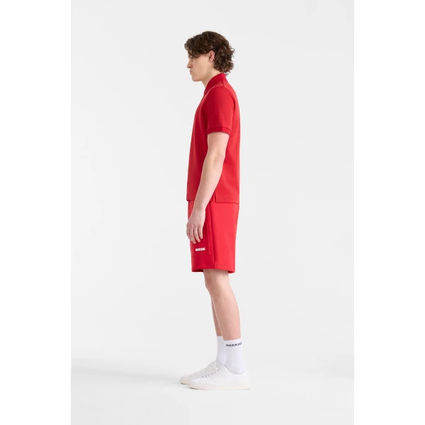 Mackage Pablo-CR Flat Knit Rib Collar Polo in Lava-White