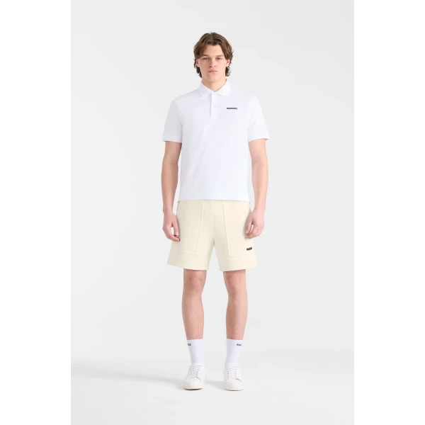Mackage Pablo-CR Flat Knit Rib Collar Polo in White-Navy