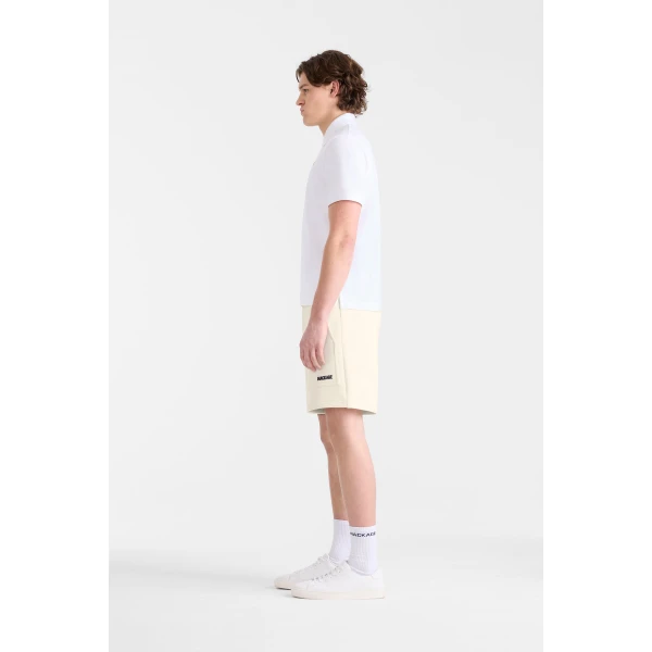 Mackage Pablo-CR Flat Knit Rib Collar Polo in White-Navy