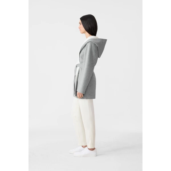 paya-z wool wrap coat light grey mix-cream