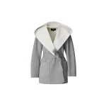 Mackage Paya-Z Wool Wrap Coat in Light Grey Mix-Cream mackage paya-z wool wrap coat