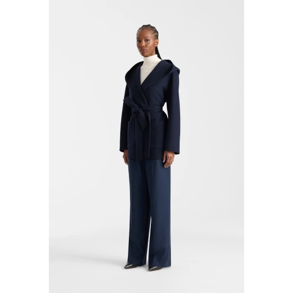 paya-z wool wrap coat marine blue