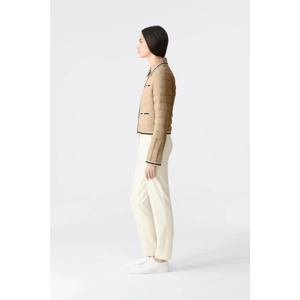 petunia crocheted trim down jacket light camel