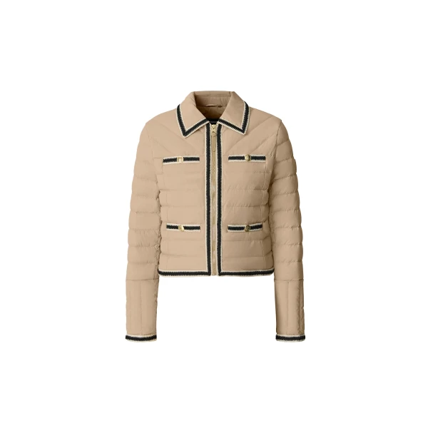 mackage petunia crocheted trim down jacket
