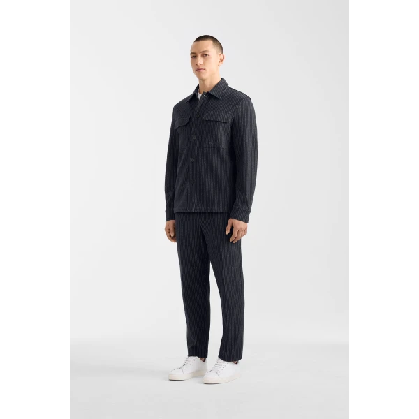 Mackage Porter-K Brushed Knit Shirt Jacket in Navy-Cream